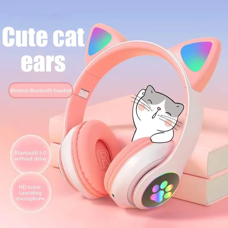 Anc Wireless Over Ear Headphones - JST-28 หูฟังไร้สายหูแมวหูฟังบลูทูธหูฟังสเตอริโอบลูทูธกีฬาชุดหูฟังพร้อมไมโครโฟนสําหรับโทรศัพท์