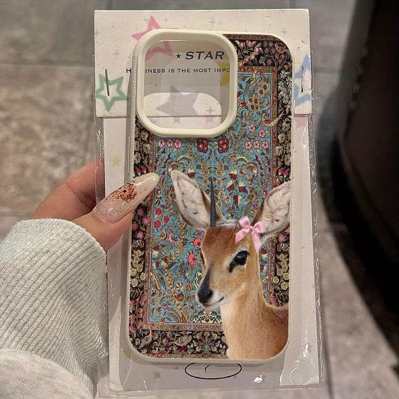 Tablets - เคสโทรศัพท์ลายกวางวินเทจ ลิ้นจี่ ซิลิโคน สำหรับ Xiaomi Poco