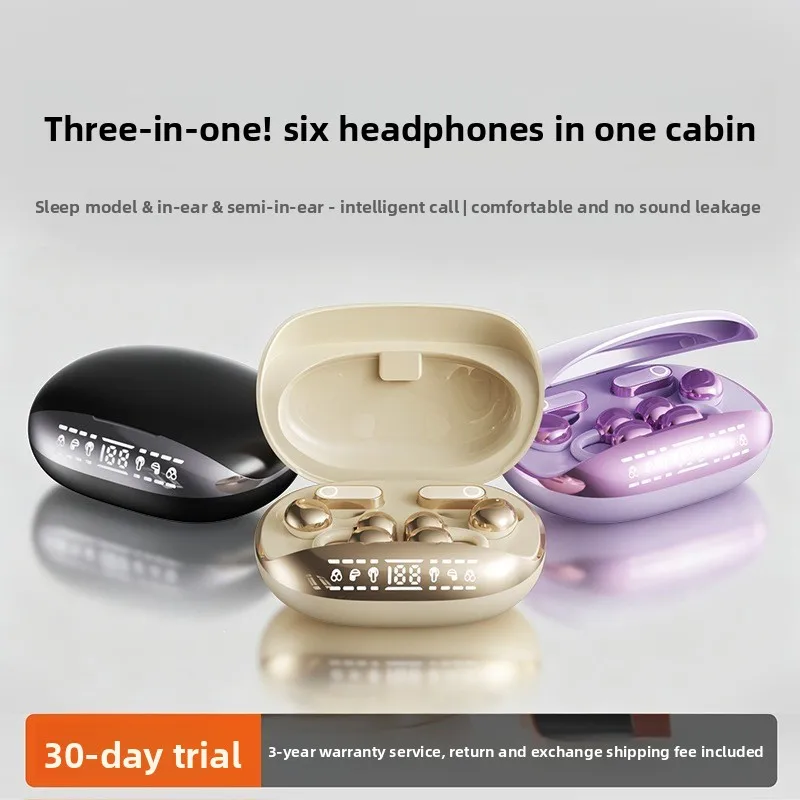 Sleep Mask Headphones Bluetooth - หูฟังไร้สายบลูทูธแบบเสียบในหู 6 ชิ้น แบตเตอรี่ใช้งานได้นาน เหมาะสำหรับการเดินทางและกิจกรรมกลางแจ้ง