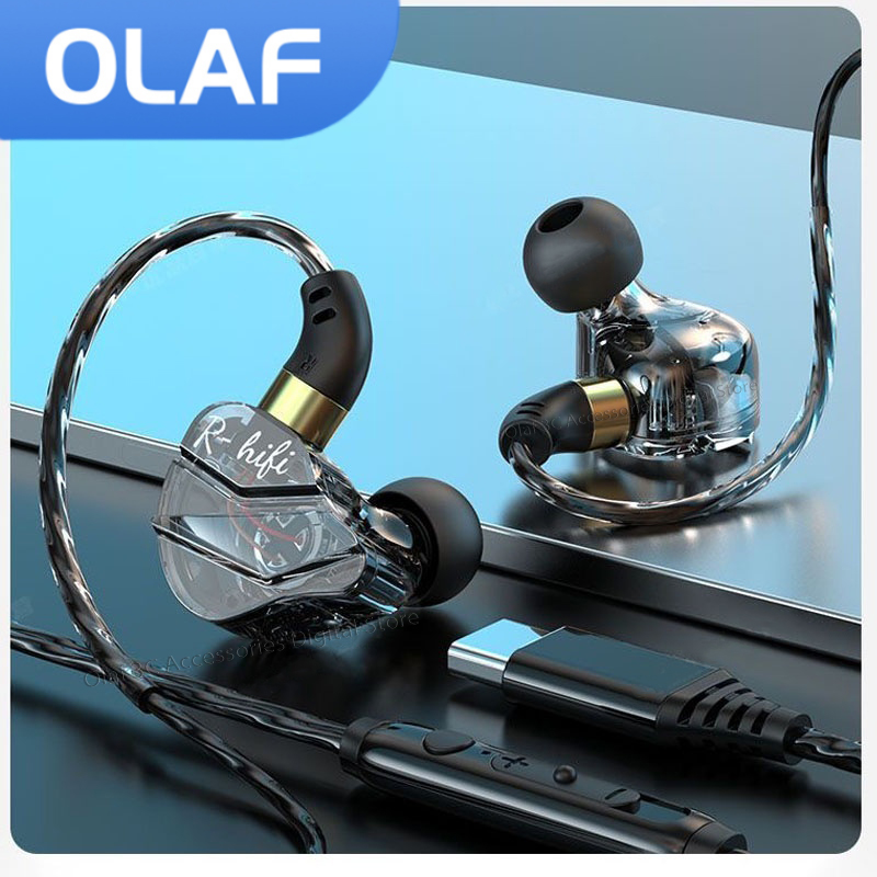 In Ear Monitors For Singers - OLAF HiFi Type C หูฟังสําหรับเล่นเกมแบบมีสายหูฟังแฮนด์ฟรีเบสสเตอริโอ 3.5