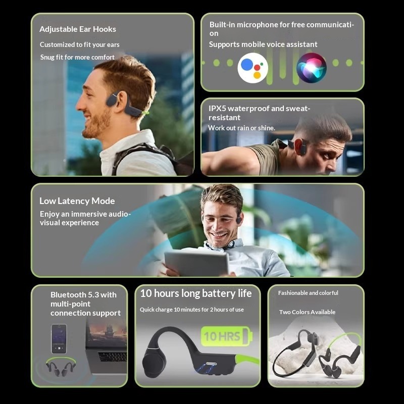 หูฟังบลูทูธแบบไร้สายชนิดเกี่ยว - Bone Conduction Running Headphones บทวิจารณ์และราคา